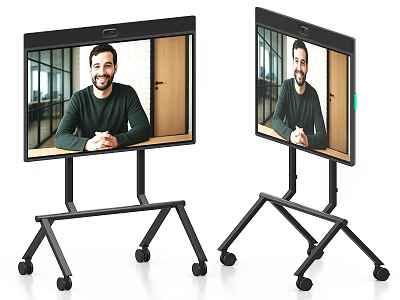 Commercial Video Conference Display Equipment With Mobile Stand And Rolling Wheels For Business Use 3d model