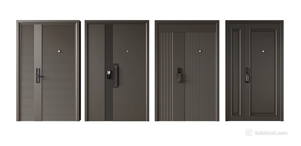 Modern Security Doors With Various Designs Secure Lock And Durable Structure 3d model