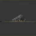 Vintage Silver Gun Lying on Wooden Table With Peeling Paint and Bullets