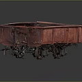 Red Rusty Freight Car Interior With Worn Metal Structure And Details
