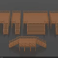 Wooden Landscape Bridge Models With Various Structures Platforms Steps And Railings 3d model