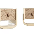 Pair of Modern Wooden Nightstands With Carved Drawers And Elegant Design