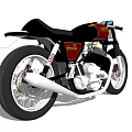 Classic Black Motorcycle With Red Accent Yellow Headlight And Silver Engine Design