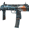 MP7 Submachine Gun With Blue Orange Black And White Decorative Design