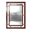 Wooden Framed Mirror With Metal Accents And Classic Design For Home Decor