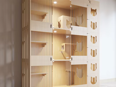 Modern Wooden Garden Decor With Multi Tiered Shelves And Cutout Designs For Plants 3d model