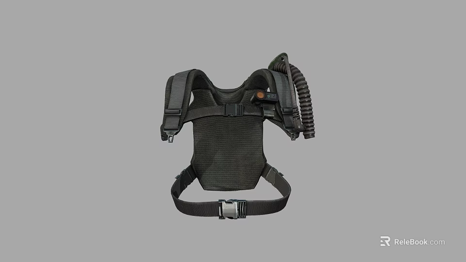 Black Tactical Backpack Harness With Adjustable Straps Mesh Panels And Buckle Attachments 3d model