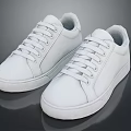 White Casual Lace Up Sneakers With Classic Design For Daily Use