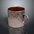 Vintage Metallic Mug With Rusty Distressed Surface On Dark Reflective Background 3d model