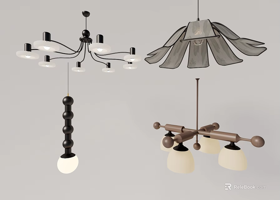 Modern Chandelier Designs With Various Stylish Shapes And Decorative Light Fixtures 3d model 