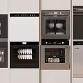 Modern Built-in Kitchen Appliances Ovens And Dishwasher With Organized Interior And Cabinets
