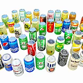Various Colorful Canned Drinks With Different Types And Brands Arranged Together