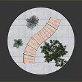 Circular Platform Featuring Pink Tubular Structure With Green Trees And Small Figure