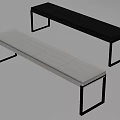 Modern White and Black Benches with Metal Frame and Padded Seats