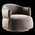 Modern Beige Boucle Upholstered Leisure Chair With Brown Leather Patchwork For Cozy Home Interior