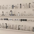 Various Kitchen and Bathroom Faucets Displayed on Shelves with Different Styles 3d model