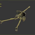 Vintage Artillery Gun With Wheeled Carriage Long Barrel And Camo Paint Finish