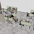 Modern Office Workstations With Partitioned Desks Ergonomic Chairs And Computers 3d model