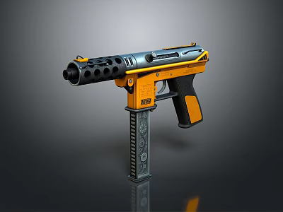 Tactical Yellow And Black Gun With Modern Design Barrel Grip And Magazine 3d model