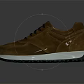 Stylish Brown Leather Sneakers with Black Laces White Sole and Orange Lining
