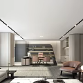 Modern Office Interior Design With Executive Desk Comfortable Chairs Sofa And Large Windows