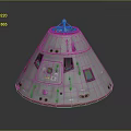 Silver Conical Spacecraft Capsule With Windows Hatch And Equipment Details 3d model