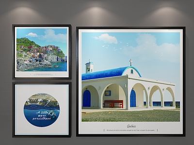 Mediterranean Landscape Painting Decorative Painting 3d model