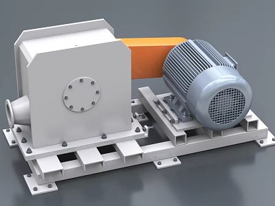 High Performance Industrial Equipment With Electric Motor Orange Connecting Component And Metal Base 3d model