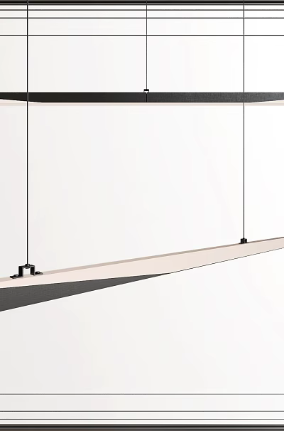 Modern Linear Pendant Light Design With Sleek Hanging Structure And Minimalist Style 3d model