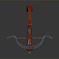 Red And Silver Decorative Crossbow With Ornate Metal Frame And Shiny Finish