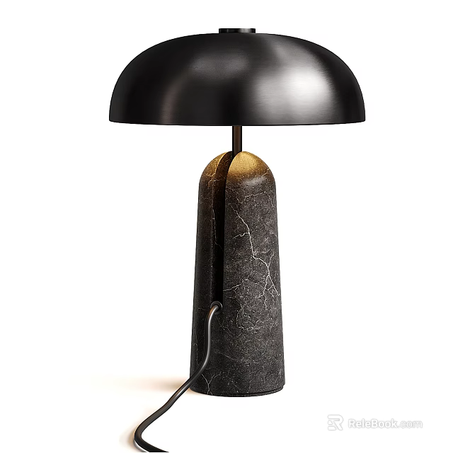 Modern Black Shade Floor Lamp With Cracked Texture Base And Elegant Design 3d model