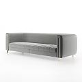 Modern Grey Upholstered Sectional Sofa With Metal Legs And Tufted Design 3d model