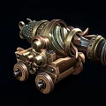 Ornate Historical Cannon With Metallic Barrel Wooden Base Intricate Engravings And Decorative Wheels