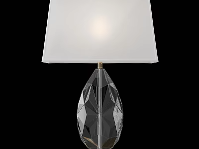 Modern Elegant Table Lamp with White Lampshade and Transparent Faceted Crystal Base 3d model