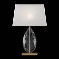 Modern Elegant Table Lamp with White Lampshade and Transparent Faceted Crystal Base