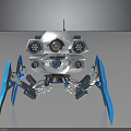 Mechanical Robot With Spider Like Design Featuring Cameras And Blue Mechanical Legs 3d model