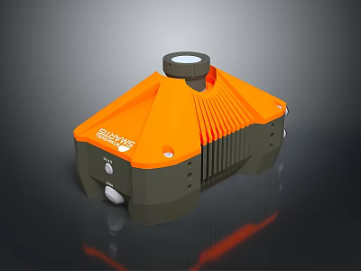 SHAREME Orange And Gray Portable Electronic Appliance With Top Circular Component And Pleated Design 3d model