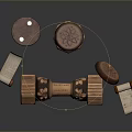 Pair of Wooden Dumbbells As Household Fitness Tools With Small Blocks And Cylindrical Parts