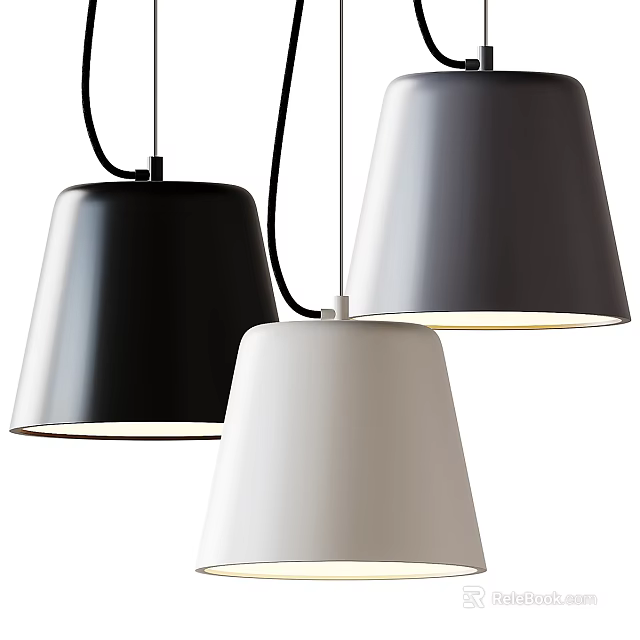 Modern Minimalist Pendant Lights With Black White Gray Shades And Sleek Design 3d model 