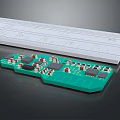 Green Circuit Board With Electronic Components Next To Precision Ruler On Black Surface 3d model