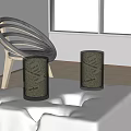 Modern Cylindrical Table Lamps Featuring Garden Text Design On White Table