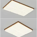 Square Wooden Frame Ceiling Light with White Lampshade Modern Minimalist Design for Home Interior Lighting