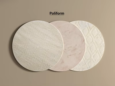 Poliform Round Rugs With Three Different Textured Designs And Patterns 3d model
