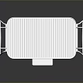 White Striped Surface Grill Pan With Metal Stand For Kitchen Cooking