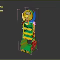 Happy Snacks Display Stand With Green Yellow Design And Multiple Shelves