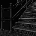 Modern Industrial Metal Staircase With Black Railings And Grid Design Steps