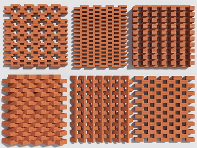 Modern Red Brick Partition Hollow Red Brick Wall Red Brick Decorative Wall Creative Red Brick Wall Hollow Brick Wall Hollow Brick Wall Partition Wall Brick 3d model