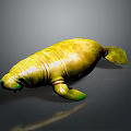 Glossy Yellow Manatee 3D Render With Shiny Surface And Gray Background 3d model