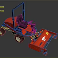 Red Riding Lawn Mower With Black Seat Steering Wheel And Cutting Deck