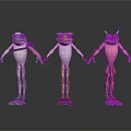 Three Colorful Cartoon Frogs Holding Hands With Unique Patterns And Designs